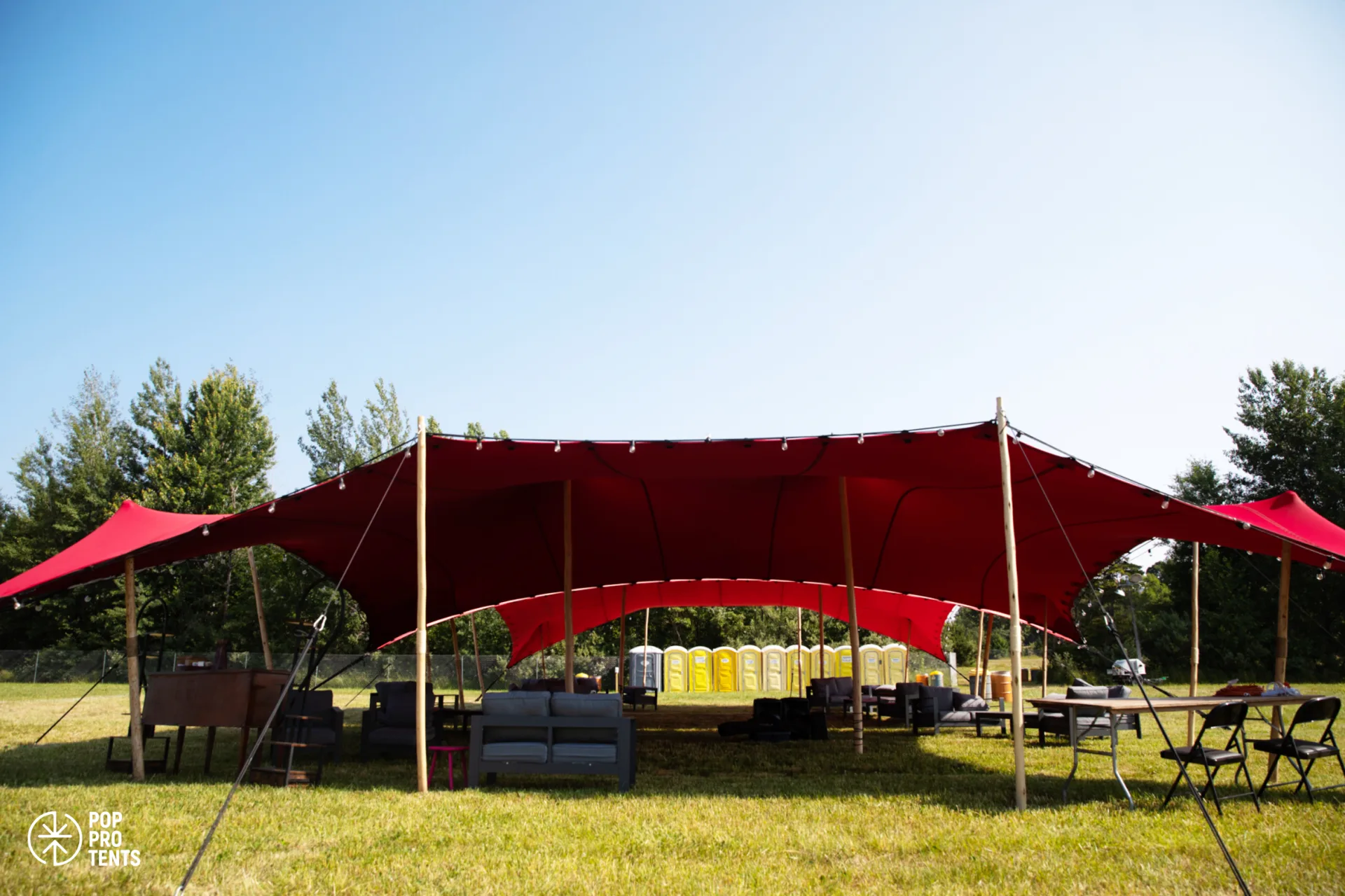 Winter Christmas market under stretch tent