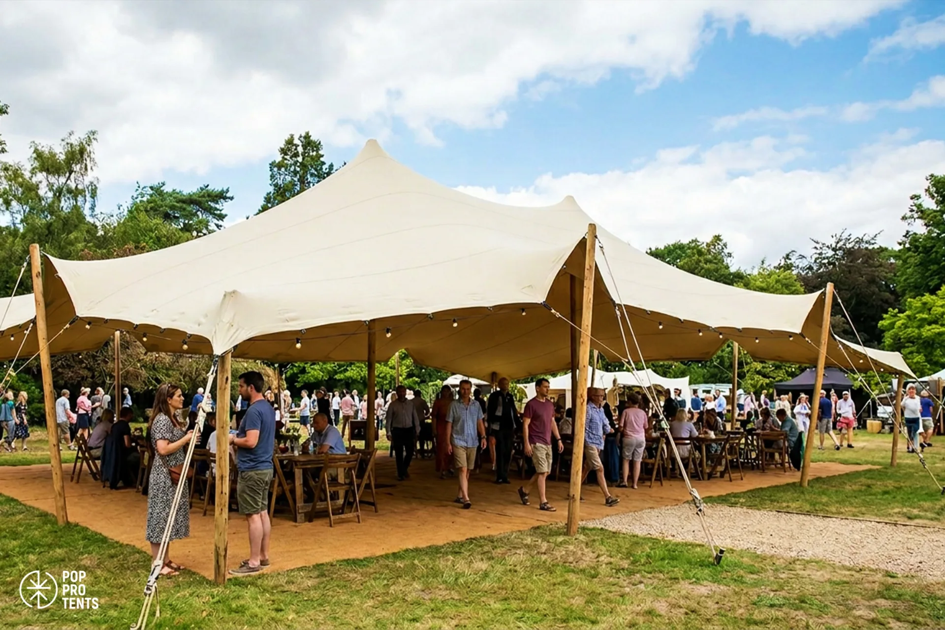 Plant and flower market under stretch tent