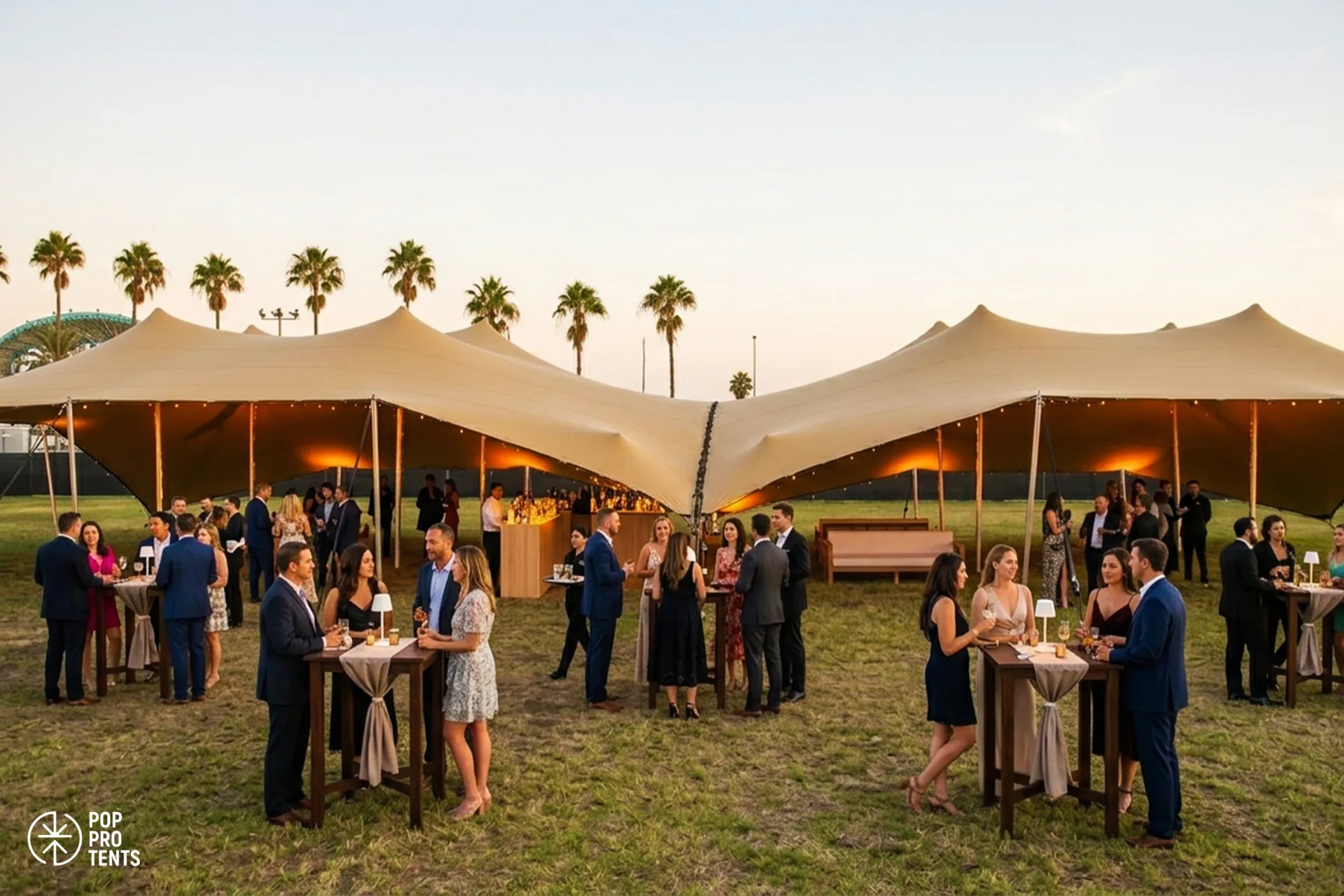 Product launch under stretch tent