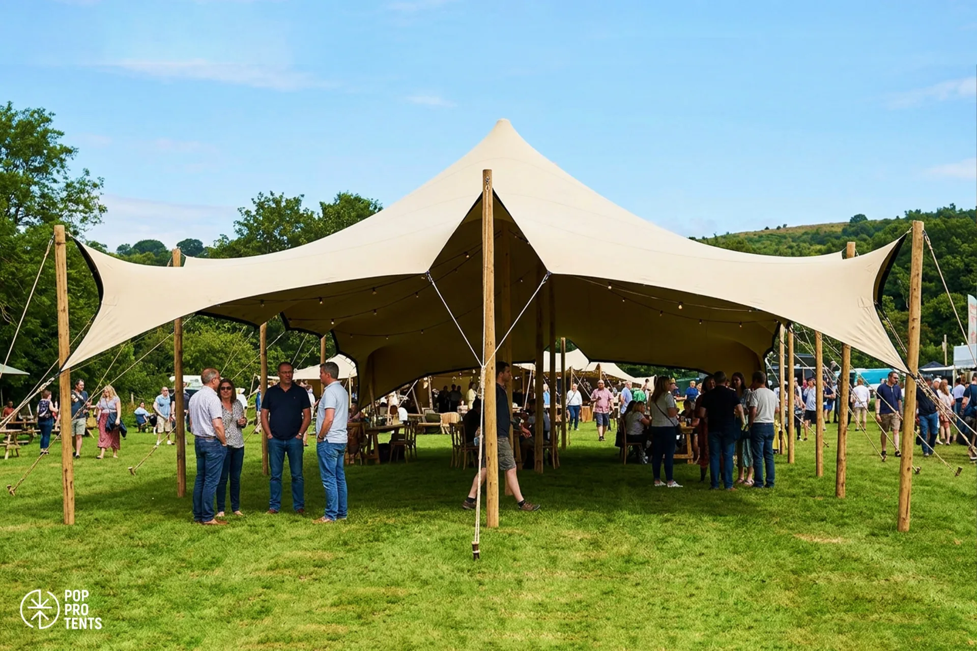 Vintage clothing market under stretch tent