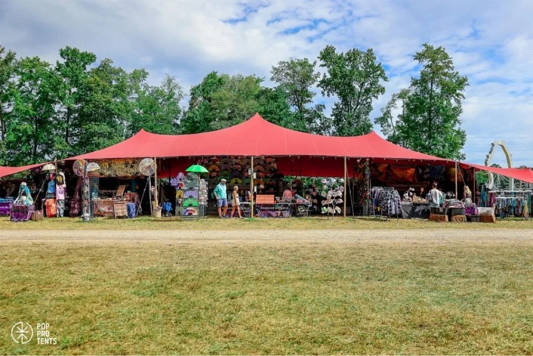 Outdoor culture festival with stretch tents