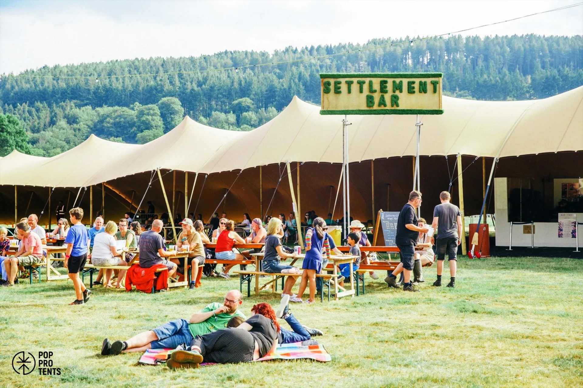 Outdoor film festival under stretch tent