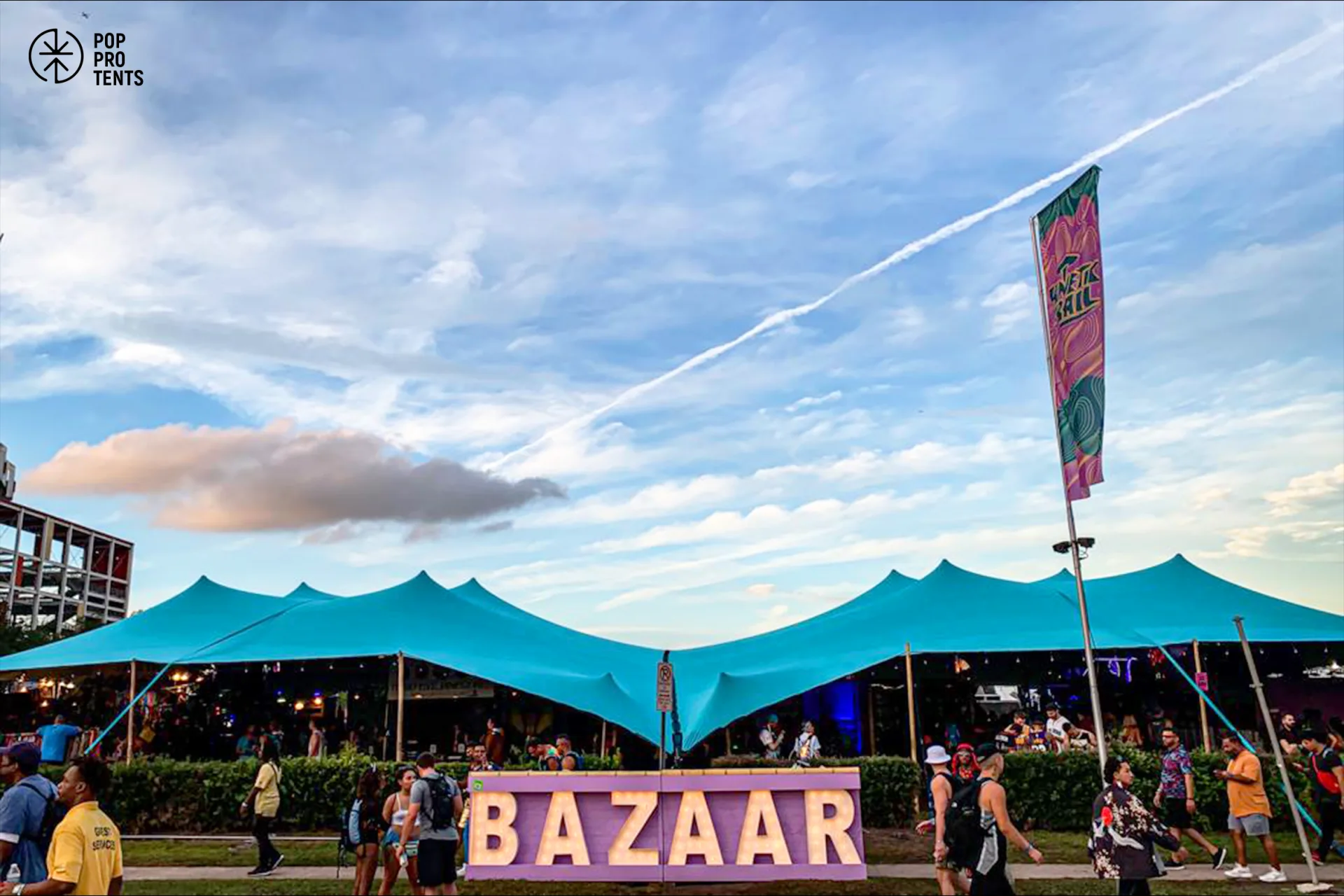 Wellness yoga festival under stretch tent