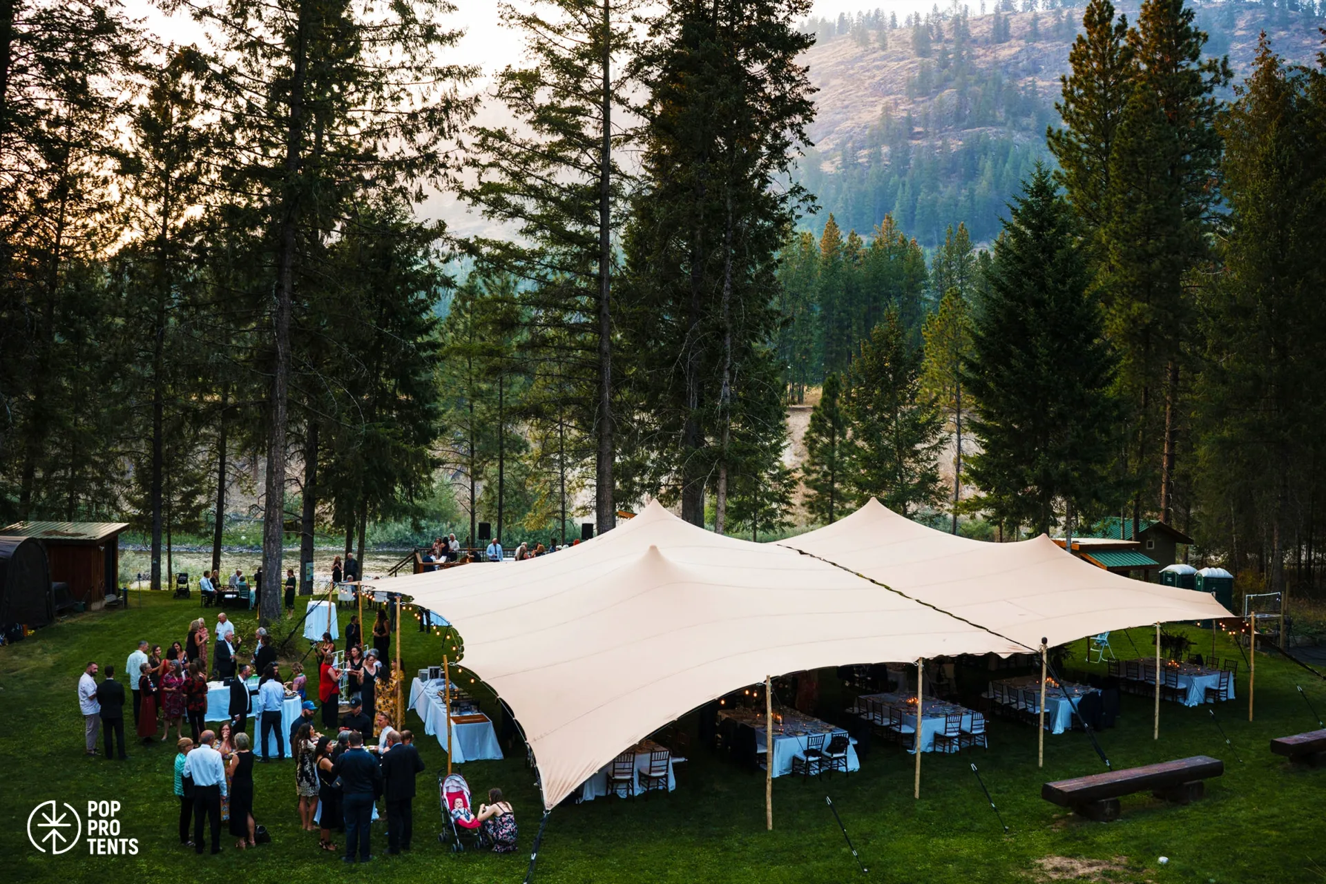 Team building event under stretch tent