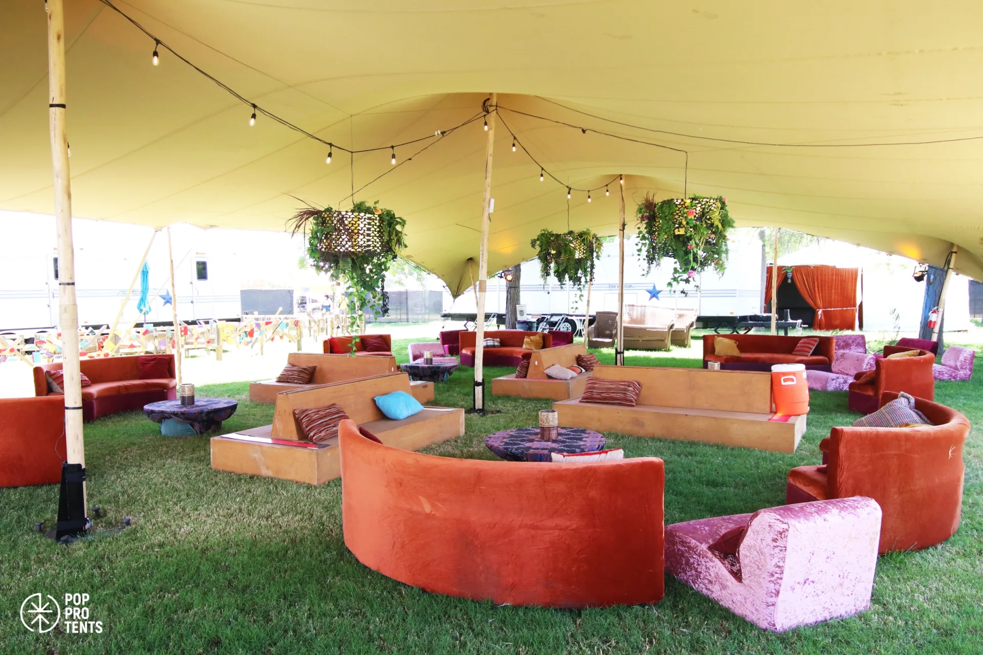Graduation celebration under stretch tent