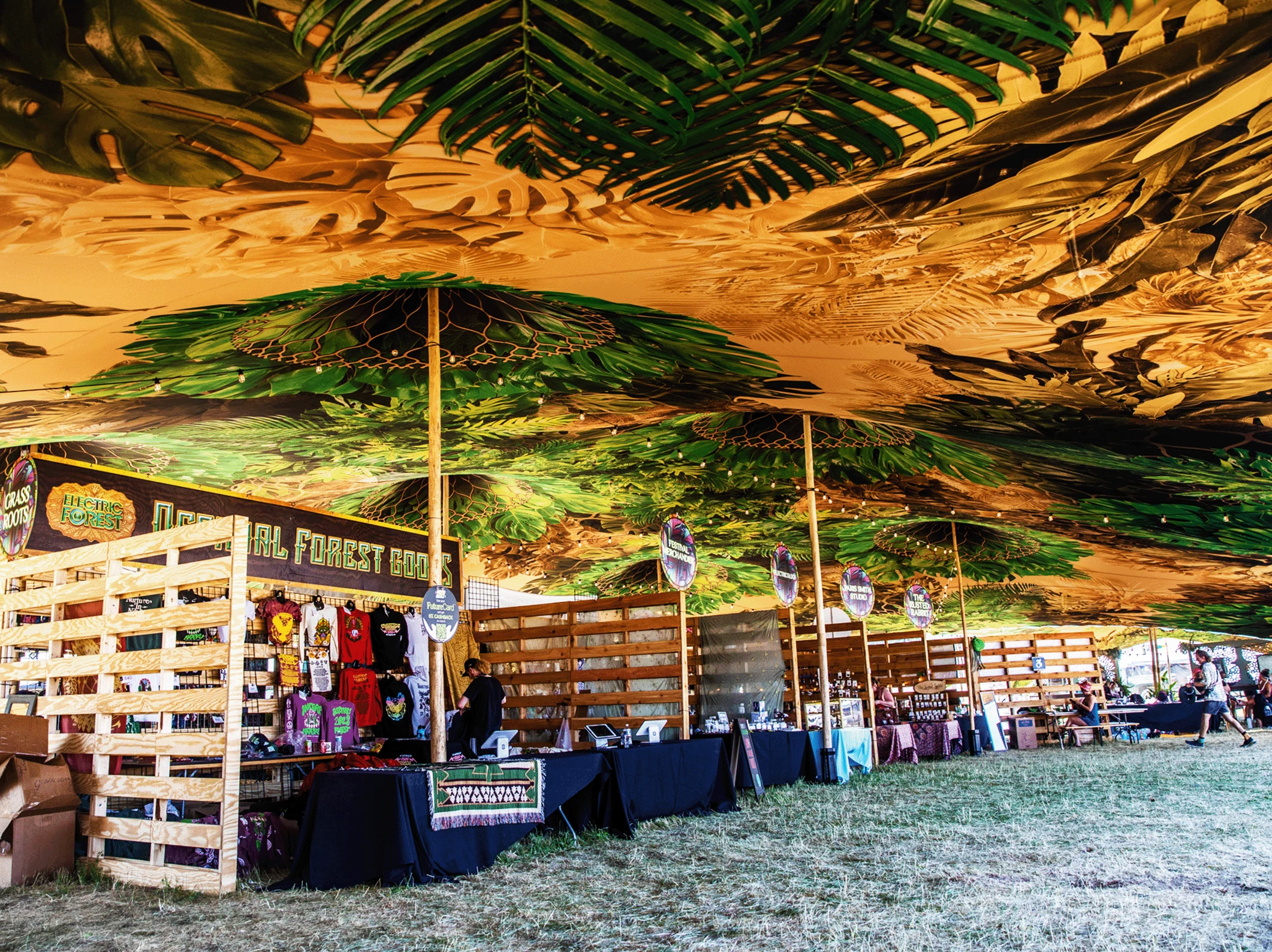 Custom printed skin on a stretch tent, close up