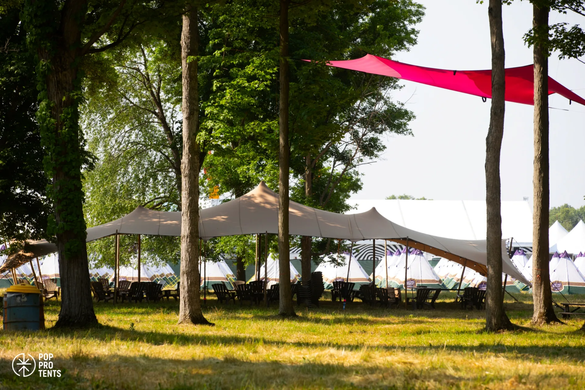 Brand activation event under stretch tent