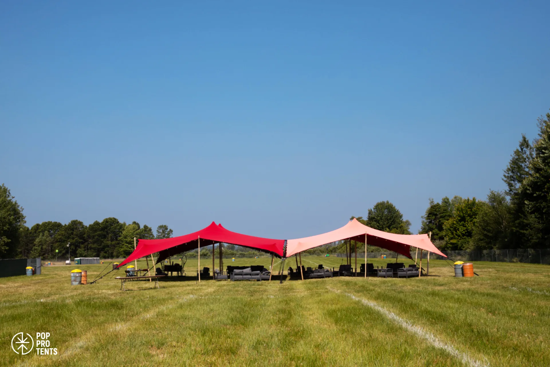Farmers market under stretch tent